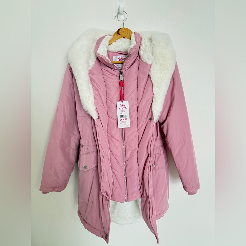 Justice Pink Hooded Winter Jacket